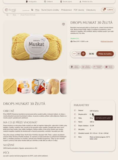 Detail produktu e-shopu